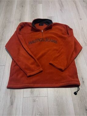 Nautica Orange Zip-Up Fleece Sweater